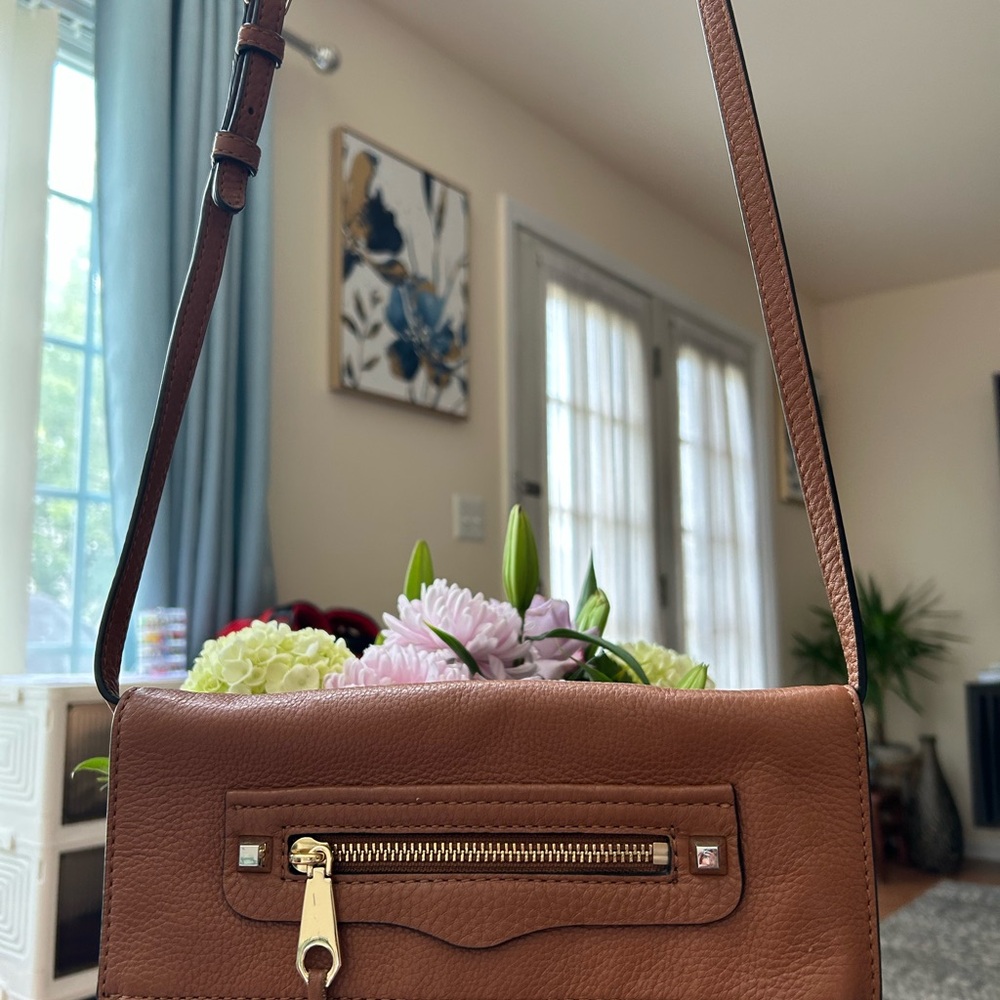 Rebecca Minkoff Brown Crossbody Bag with Gold Zippers - Picture 2 of 6